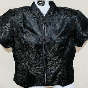 Jade East West Paisley Black Womens Japanese Shirt Sleeve Shirt Black Size L